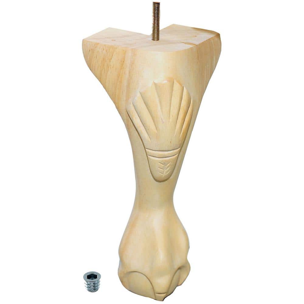 Unfinished Solid Hardwood Queen Anne Bun Foot Leg