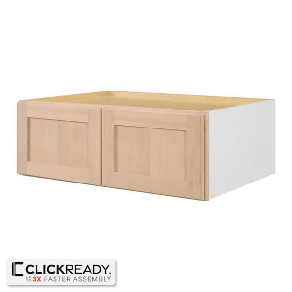 Hampton Bay 33 in. W x 24 in. D x 12 in. H Ready to Assemble Wall Bridge Kitchen Cabinet in Unfinished with CLICKREADY Technology