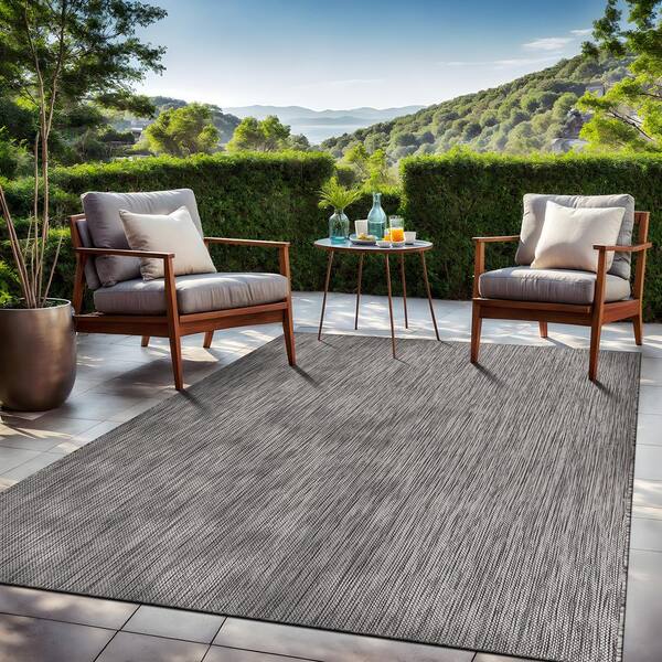 Beverly Rug 6 X 9 Silver Aloha Washable Solid Indoor Outdoor Area