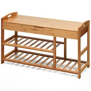 19.5 in. H x 31 in. W Bamboo Shoe Storage Bench in Natural