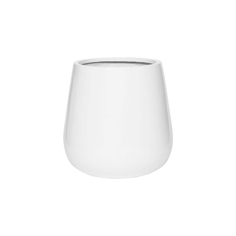 Medium 18.1 in. Tall Glossy White Pax Fiberstone Indoor Outdoor Modern Round Planter price history on PriceWatchPro