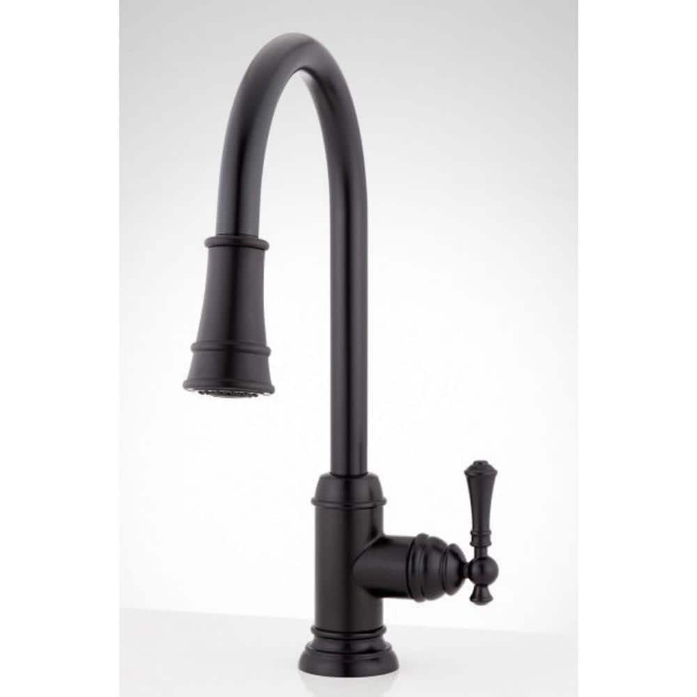 SIGNATURE HARDWARE Amberley Single Handle Pull Down Sprayer Kitchen   Matte Black Signature Hardware Pull Down Kitchen Faucets 459727 64 1000 