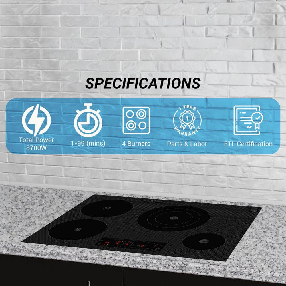 Equator 30" Black Ceramic-Induction 4 Burner Cooktop with Touch Control