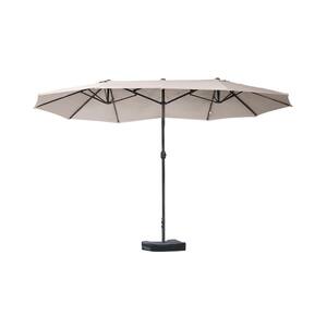 15 ft. Steel Outdoor Double Sided Market Umbrella in Brown