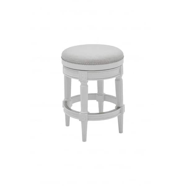HomeRoots Julia 25.5 in Backless Bar Stool with Canvas Material Seat in Wood Frame Counter Height (24-27 in.)
