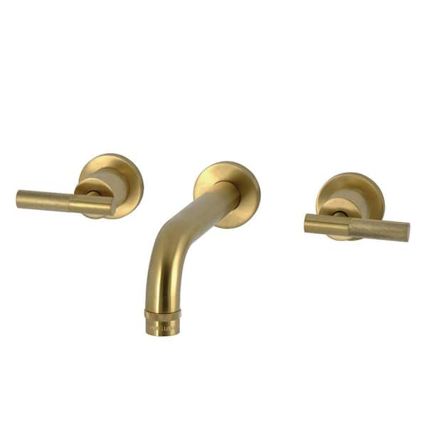 Convergent 2-Handle Wall-Mount Bathroom Sink Faucet in Brushed Brass