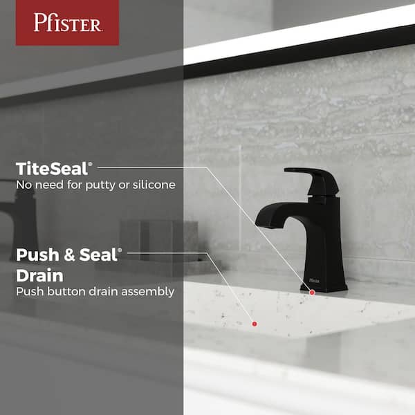 Bellance Single Handle Single Hole Bathroom Faucet with Drain Kit and Deckplate included in Matte Black