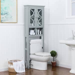 24 in. W x 68.26 in. H x 7.5 in. D Gray Over-the-Toilet Storage