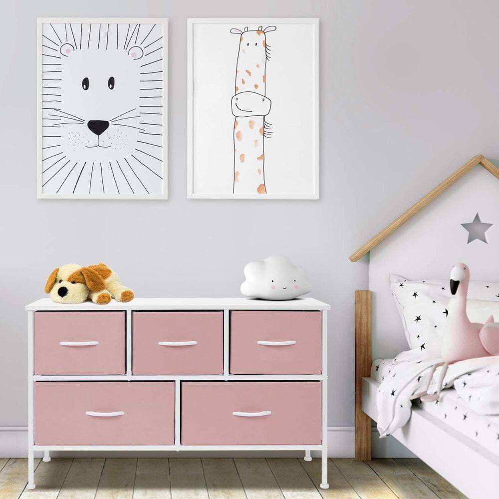 Pastel Pink Nursery Dresser with Extra Deep Drawers and Handles