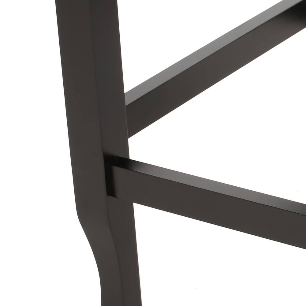 Elegant Charcoal Polyester Wingback Counter Stool Set, Dark Brown Wood