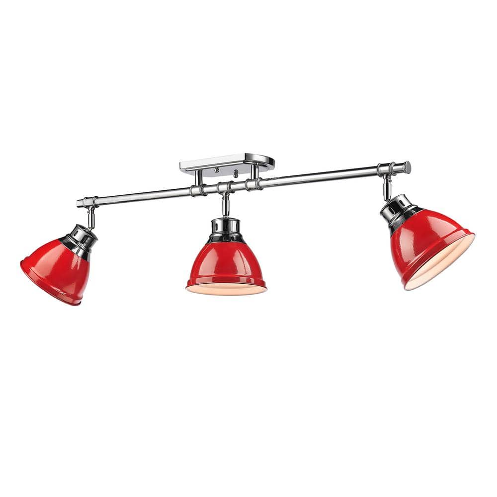 Duncan 3-Light Chrome Semi-Flush Mount with Red Shade price history on PriceWatchPro