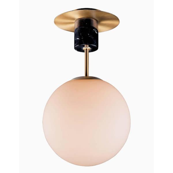 Maxim Lighting Vesper 9.75 in. 1-Light Satin Brass/Black Semi-Flushmount
