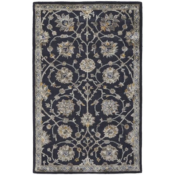 Blue 5 x 8 ft. Tufted Floral Rectangle Indoor Area Rug