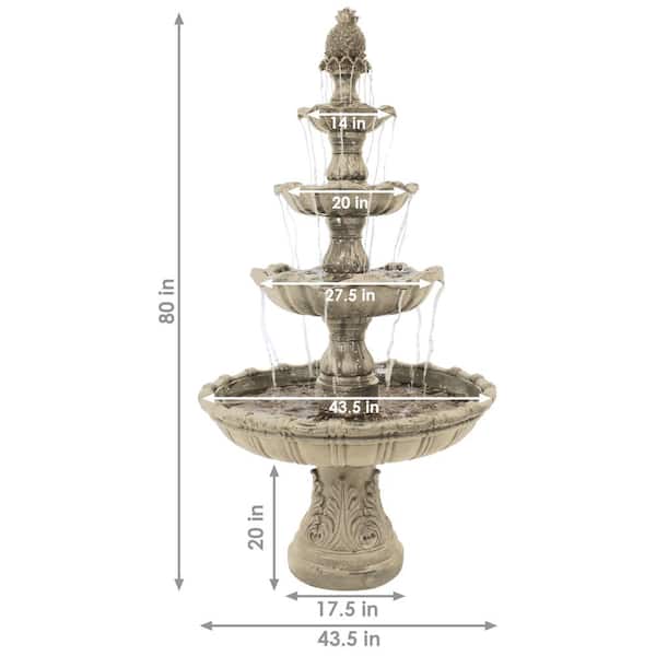 80 in. 4-Tier Electric Powered Grand Courtyard Fountain in Earth
