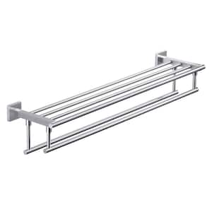 32 in. Bathroom Wall Mounted Double Tier Towel Rack with Double Towel Bar Stainless Steel in Brushed Nickel