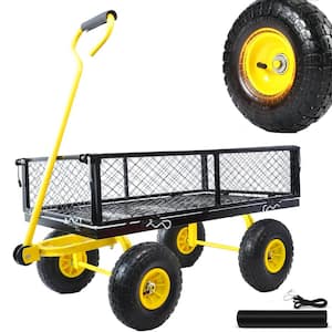 4 cu. ft. Heavy-Duty 900 lbs. Large Capacity Metal Garden Cart Utility Wagon Cart with Removable Side & Rotating Handle