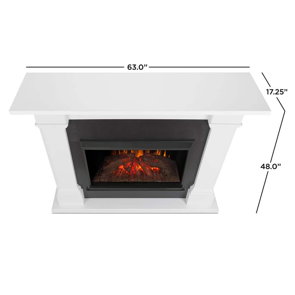 Callaway 63" White Free-Standing Electric Fireplace with Mantel