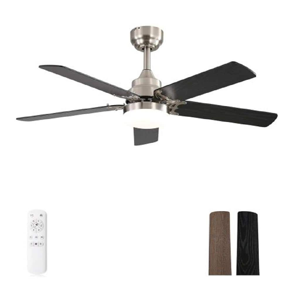 42 in. Indoor Nickel Standard Ceiling Fan with Adjustable White Integrated 