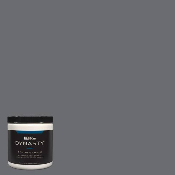 BEHR DYNASTY 8 oz. #PPF-49 Platinum Gray Satin Enamel Stain-Blocking ...