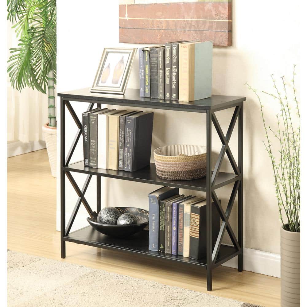 Tucson Modern Black 3-Tier Particleboard Bookcase