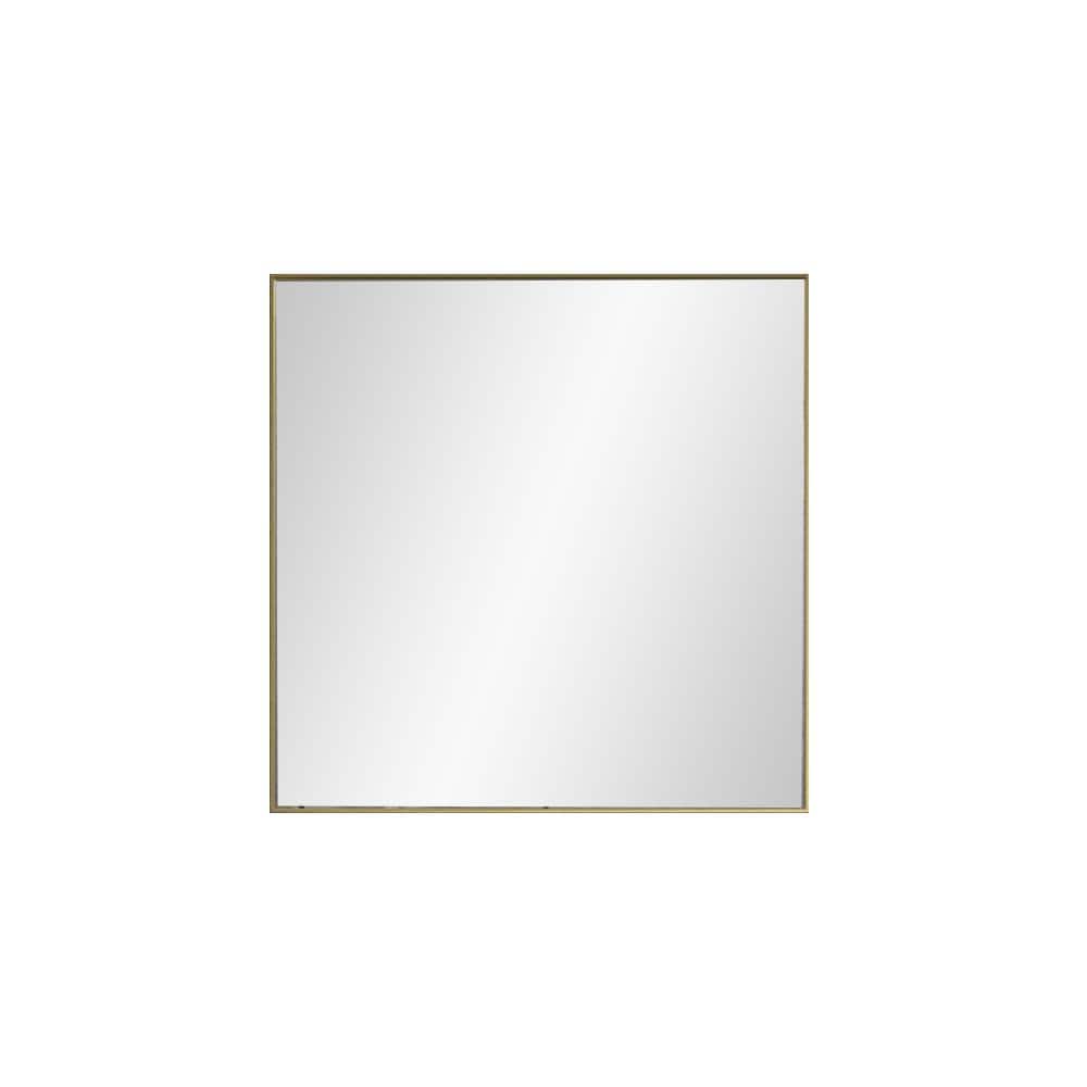 Gold 30 in. W x 30 in. H Square Metal Framed Mirror Modern Design Wall Deco