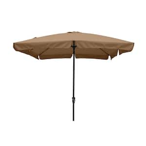 8 ft. x 10 ft. Square Crank Design Skirt with Skylight Outdoor Market Umbrella in Tawny