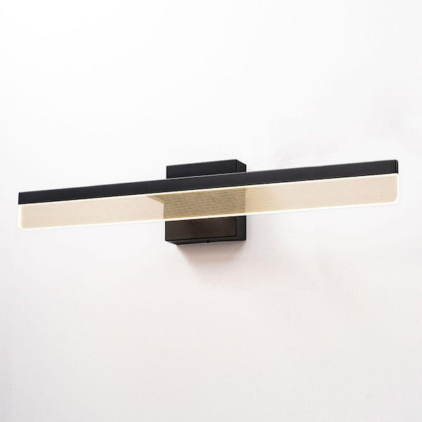 24 in. 1-Light Black Vanity Light with Acrylic Lampshade