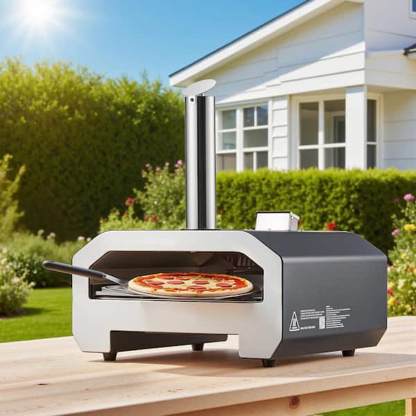 Dual Fuel Pizza Oven Outdoor, 16 in. Wood Fire and Propane Gas Pizza Oven, Portable Pellet and Propane Pizza-Maker