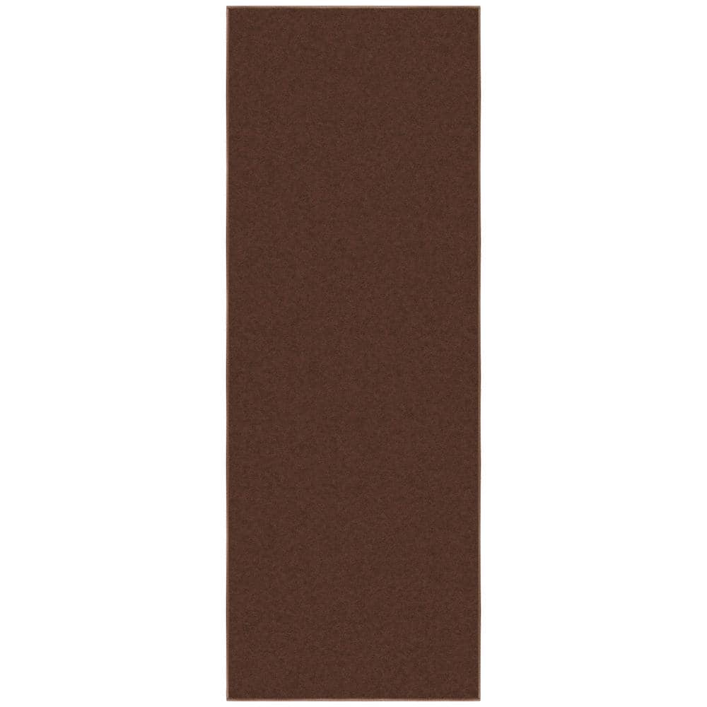 Ottomanson Machine Washable Non-Slip Rubberback Modern Solid 2x6 Indoor Runner Rug  2 2  x 6   Brown