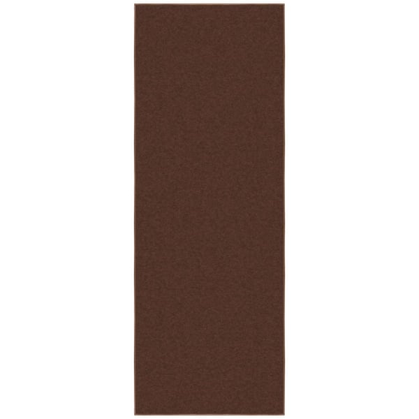 Ottomanson Ottohome Collection Non-Slip Rubberback Modern Solid Design 2x6 Indoor Runner Rug, 2'2" x 6', Brown
