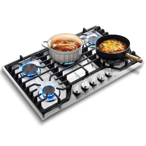 Sunmaki 30 in. 4 Burners Recessed Gas Cooktop in Stainless Steel with NG/LPG Convertible (CSA Certified)