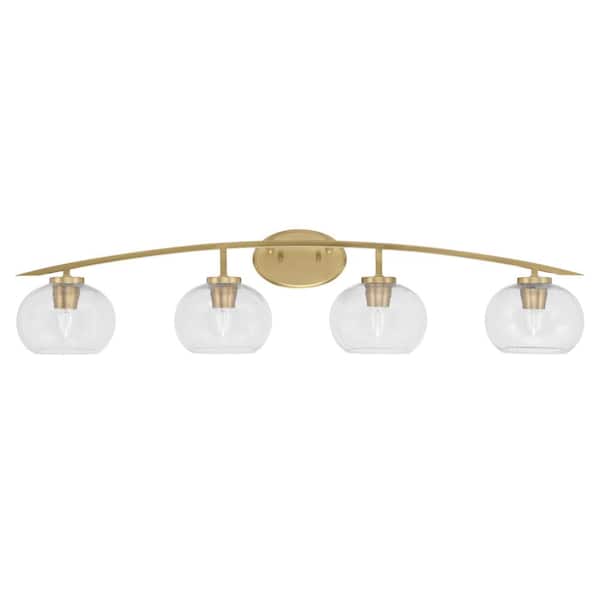 Unbranded Siena 40 in. 4-Light Vanity Light New Age Brass with Clear Bubble Glass Shades