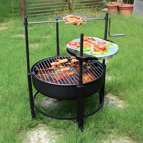 URBAN FIRE Portable Wood Grill 20 in. in Stainless Steel with Stake ASG -  The Home Depot