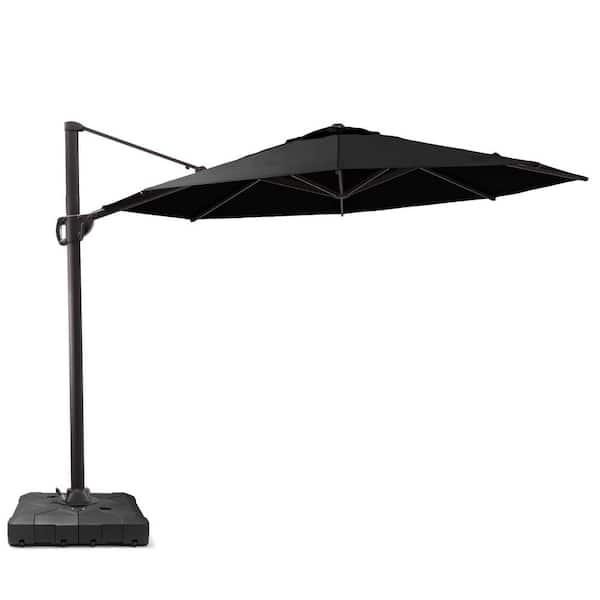 11.5 ft. x 11.5 ft. Outdoor Round Heavy Duty 360° Swivel Cantilever Patio Umbrella in Black with 220lbs Umbrella Stand