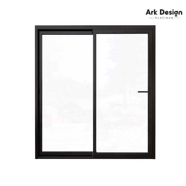 72 in. x 80 in. Matte Black Double Slide Aluminum Multi-Sliding Patio Door with Double Glazed Low-E Glass
