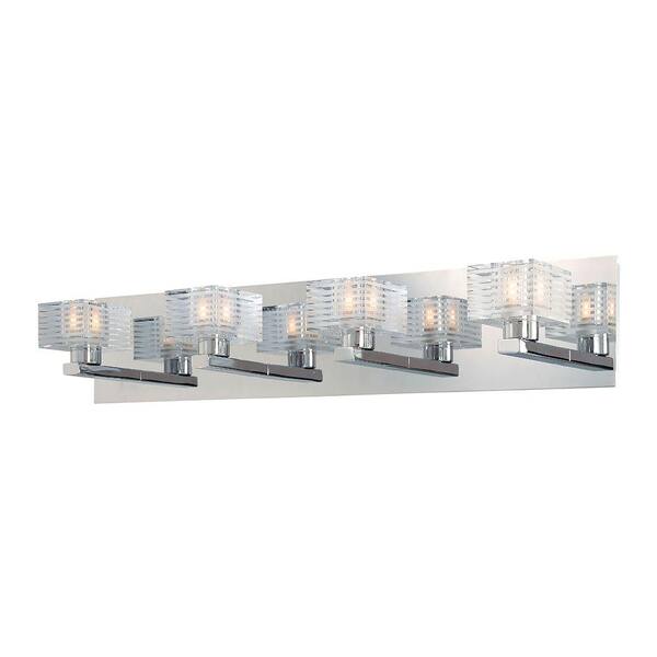 Titan Lighting Quatra 4-Light Chrome and Clear Glass Vanity Light