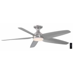 Ceva 54 in. Integrated CCT LED Indoor/Outdoor Brushed Nickel Ceiling Fan with Light and Remote Control