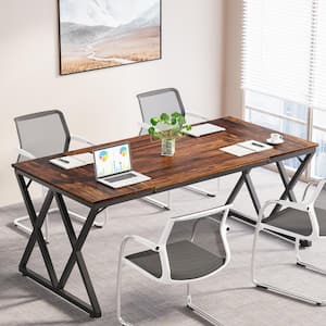 Capen 70.8 in. Retangular Brown Wood Conference Table 6FT, Modern Meeting Table for Office Conference Room Desk