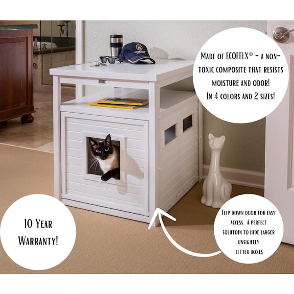 New Age Pet ECOFLEX Jumbo Litter Box Cover End Table in Antique White EHLB802 04 The Home Depot