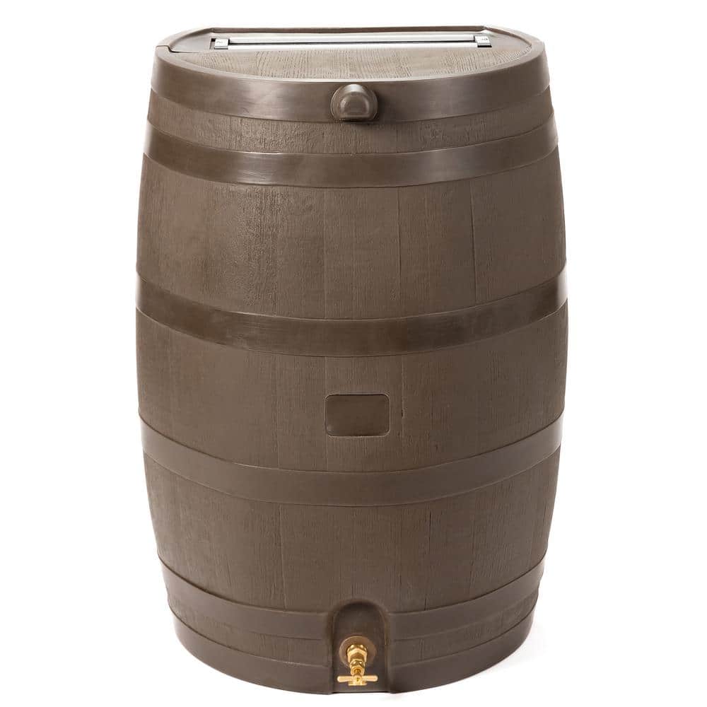 RTS Home Accents 50 Gal. Rain Barrel Walnut Color with Brass Spigot 55100009005681 - The Home Depot