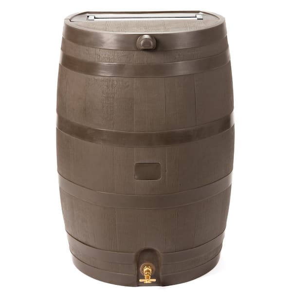 50 Gal. Rain Barrel Walnut Color with Brass Spigot