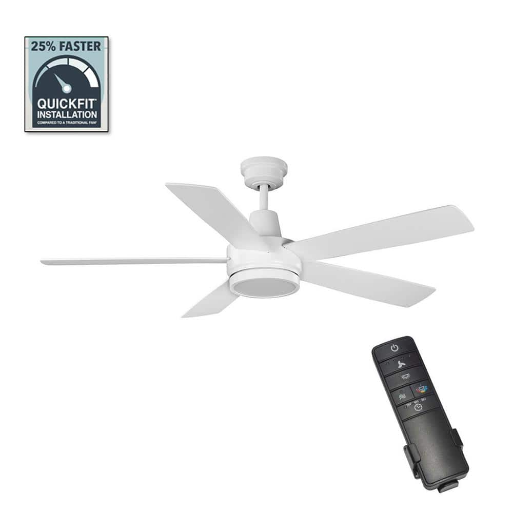 Hampton Bay Fanelee 54 in. White Color Changing LED Matte White Smart