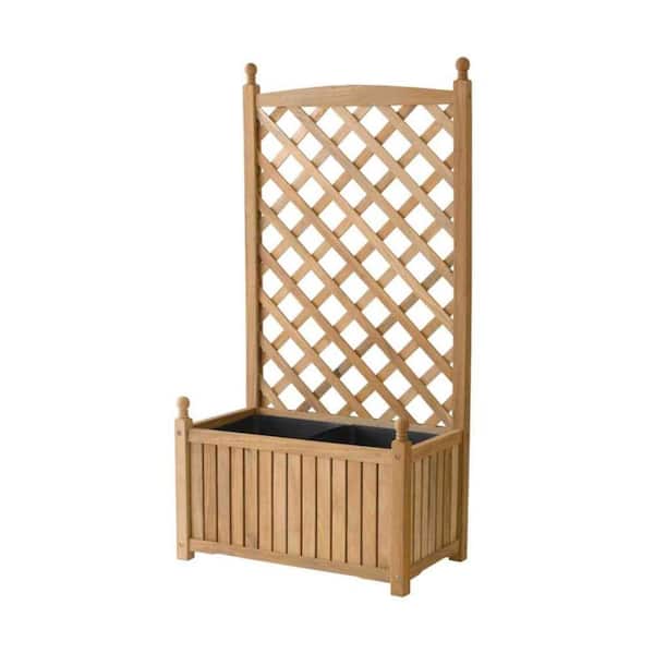 DMC Lexington 28 in. x 16 in. Natural Wood Planter with Trellis