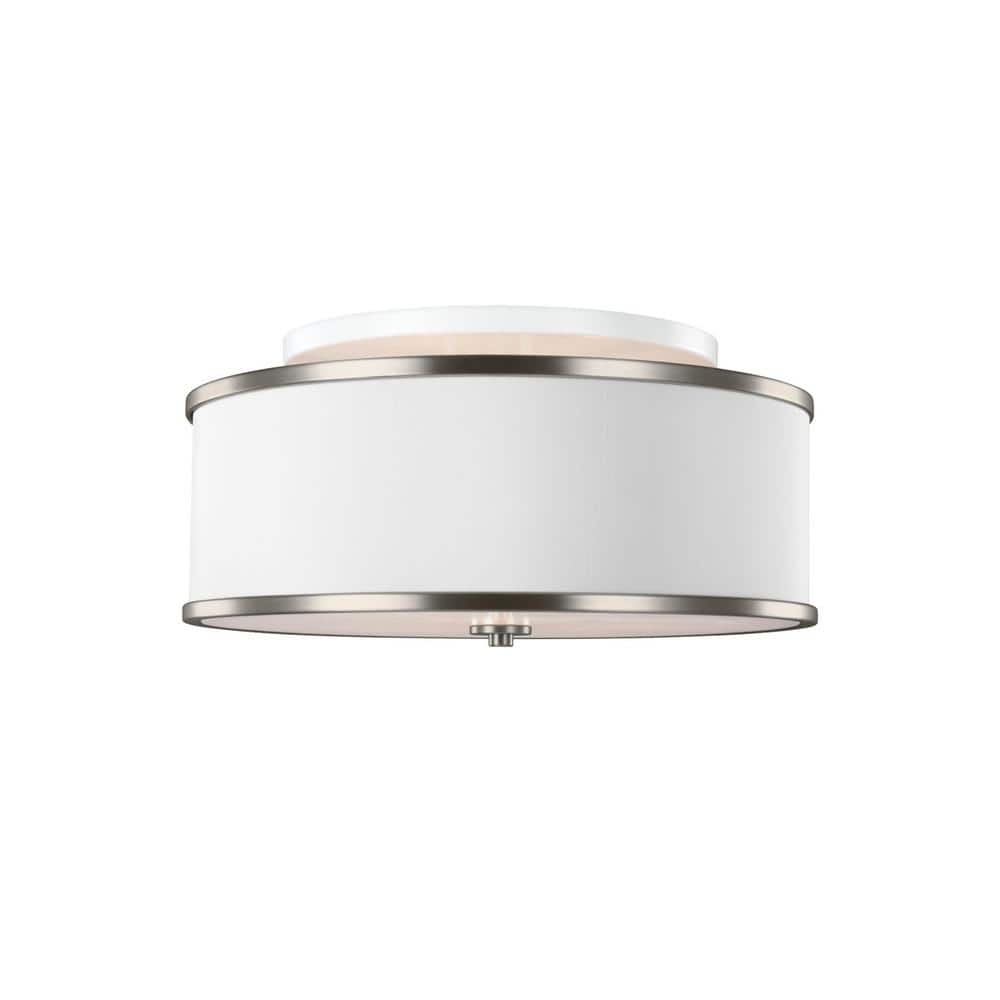 Satin Nickel 20" Drum Glass Indoor/Outdoor Ceiling Light