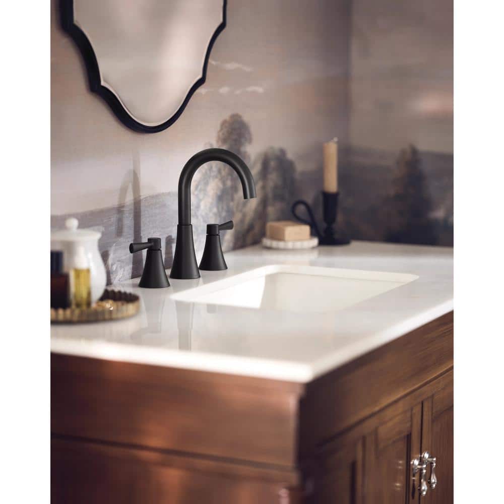 Matte Black Brass Two-Handle Widespread Bathroom Faucet