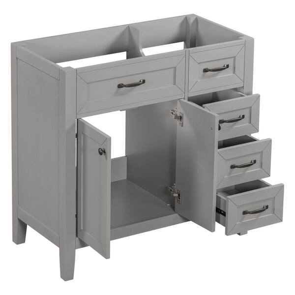 Ximuprmy 36 in. Bath Vanity Cabinet without Top in Gray, Solid