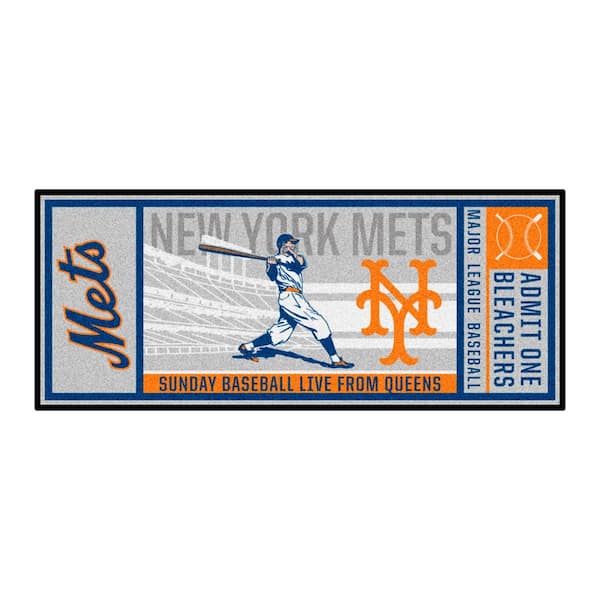 FANMATS New York Mets Gray 2 ft. 6 in. x 6 ft. Ticket Runner Rug