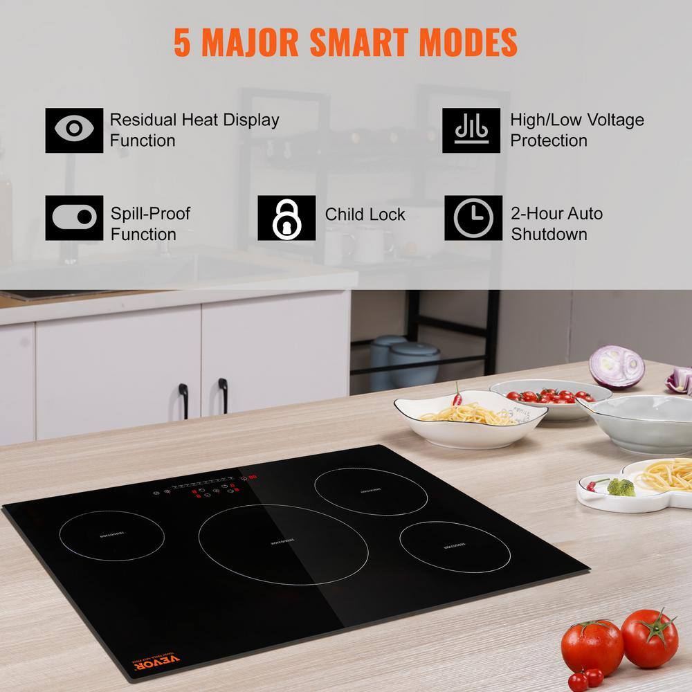 VEVOR 30'' Black Stainless Steel 4 Burner Induction Cooktop