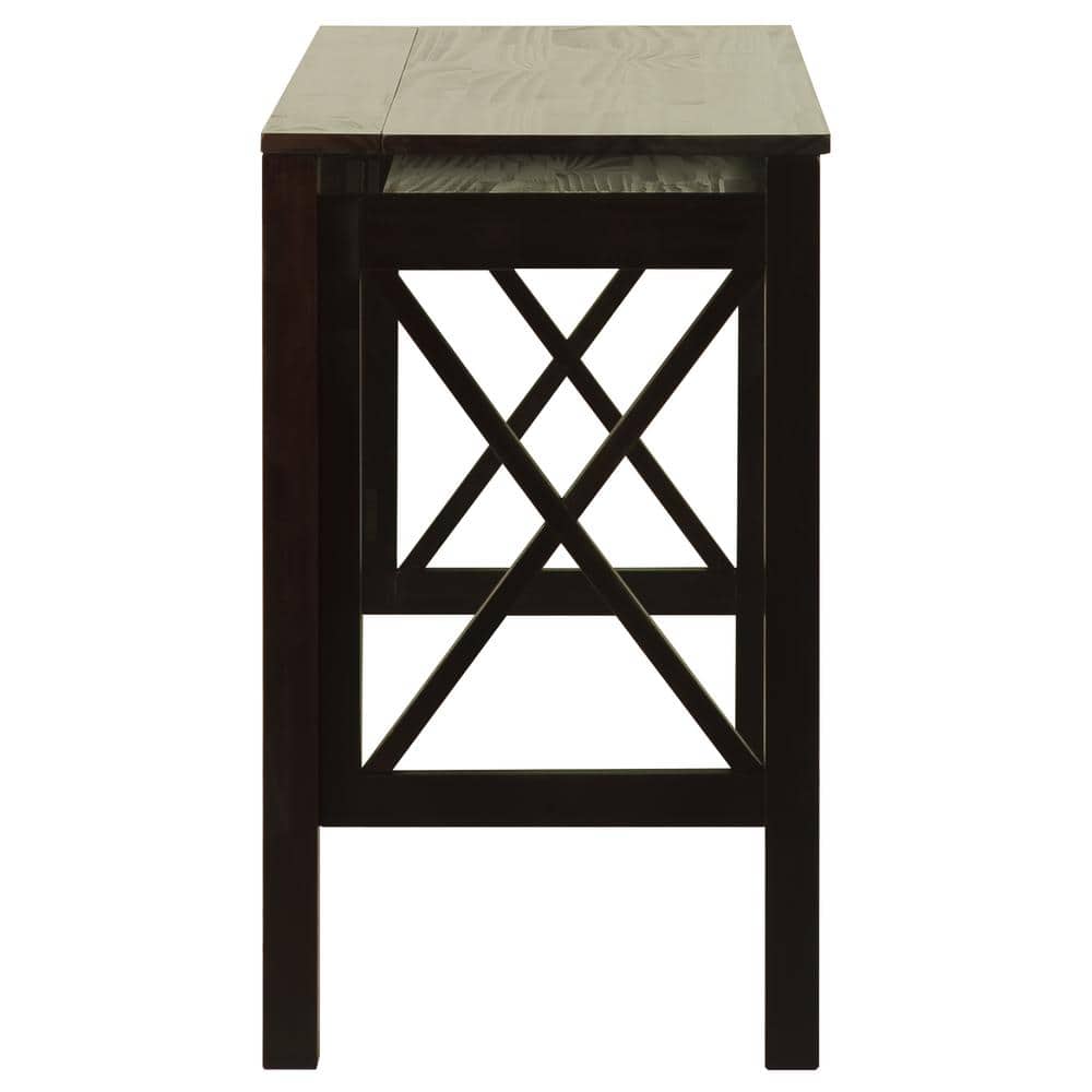 Montego Espresso Foldable Desk with Slide-Out Keyboard Tray