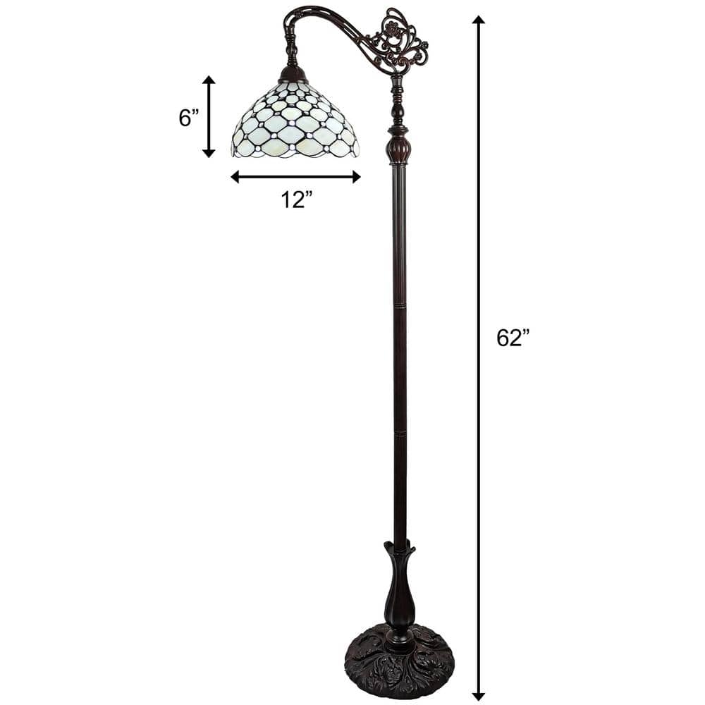 Bronze Arc Adjustable 62" Stained Glass Floor Lamp